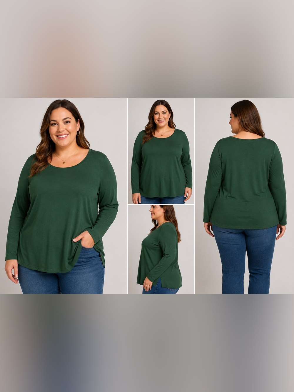 Chic Soul Green Long Sleeve Scoop Neck Top Women’s Plus Size 3XL Stretch